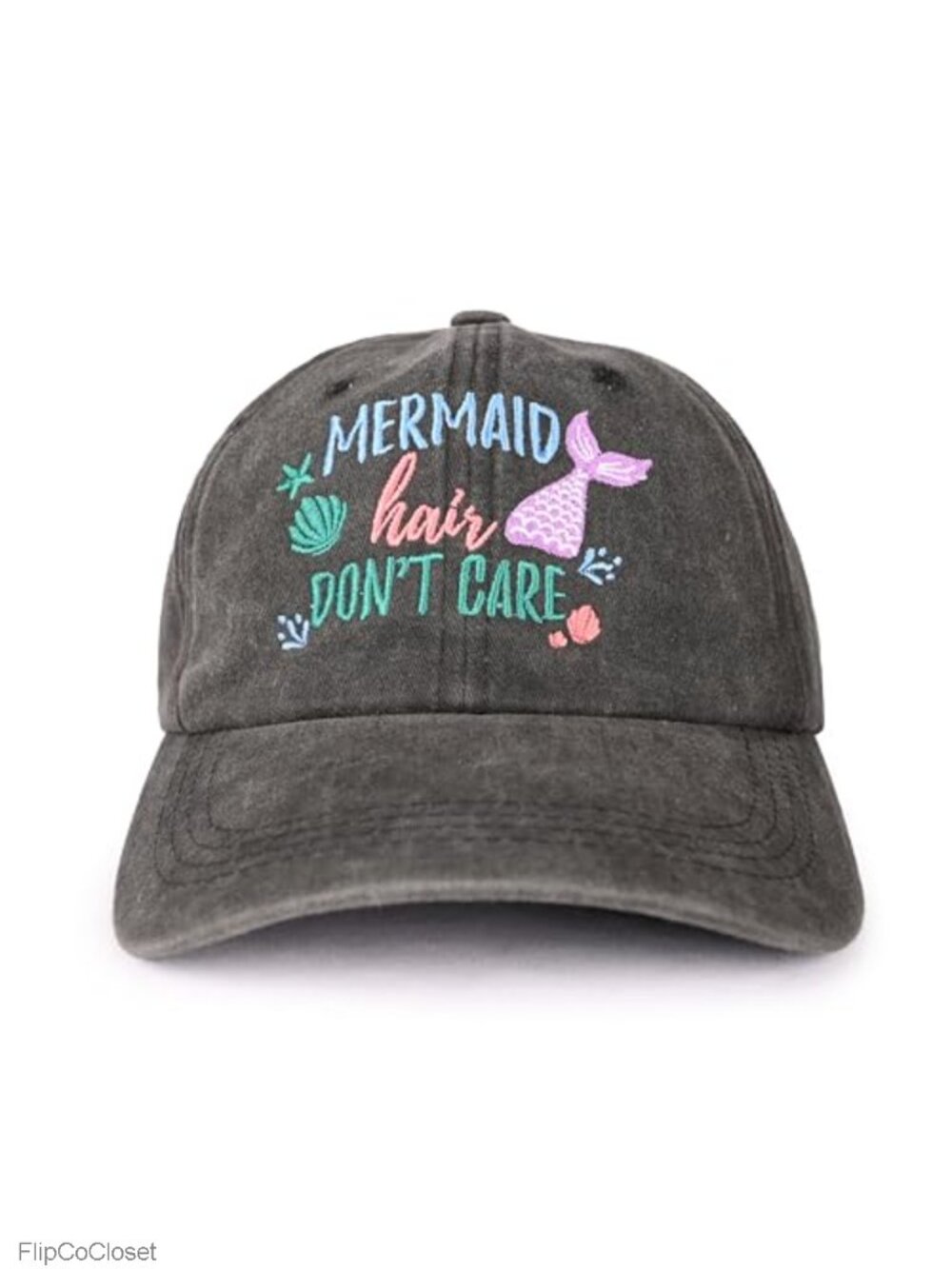 Embroidered Adjustable Washed Distressed Trucker Baseball Hat UPF50